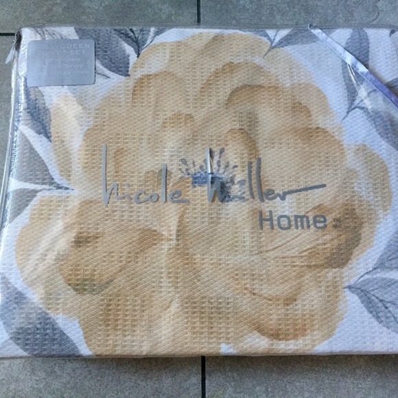 NEW Nicole Miller Textured 100% Cotton Queen Duvet Set - Picture 1 of 10